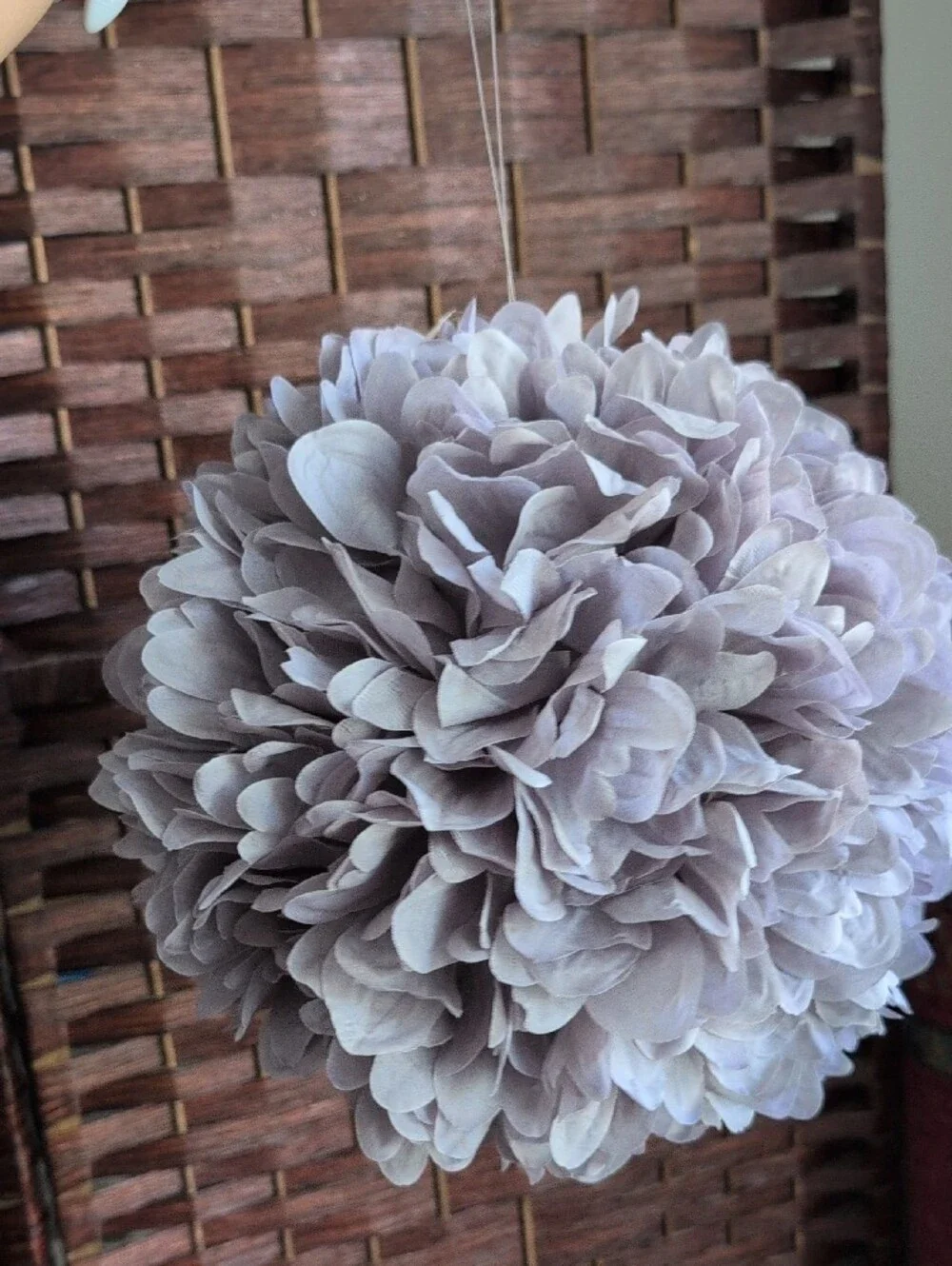 NWT Decorative Purple Gray Floral Pom Pom Hanging Accent - Picture 5 of 7